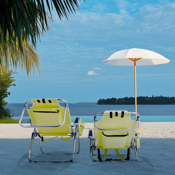 63x65x82cm, Yellow, Aluminium Beach Chair, Oxford Cloth, Silvery-white Aluminium Tube