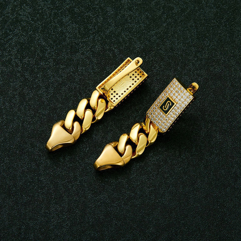 Stainless Steel Cuban Chain Pendant and Earrings Set