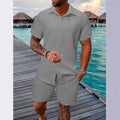 Men's Jacquard Casual Shirt and Shorts Set