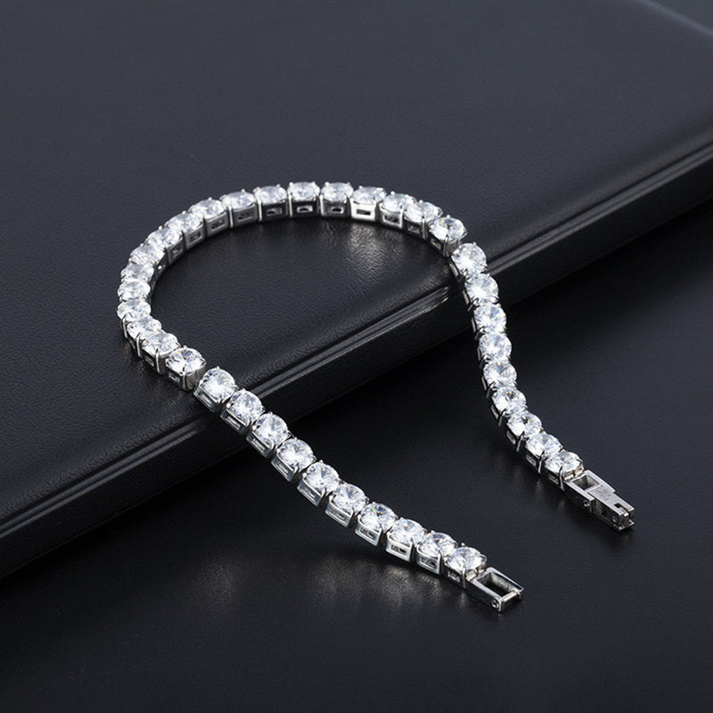 925 Silver Moissanite Tennis Chain Bracelet Necklace