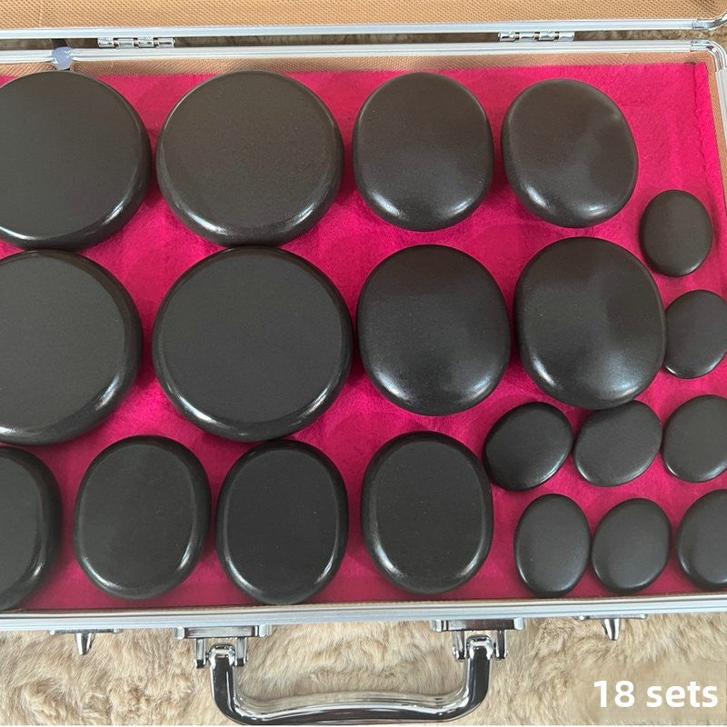 Massage Volcanic Energy Stone Set with Heating Box for Spa and Relaxation