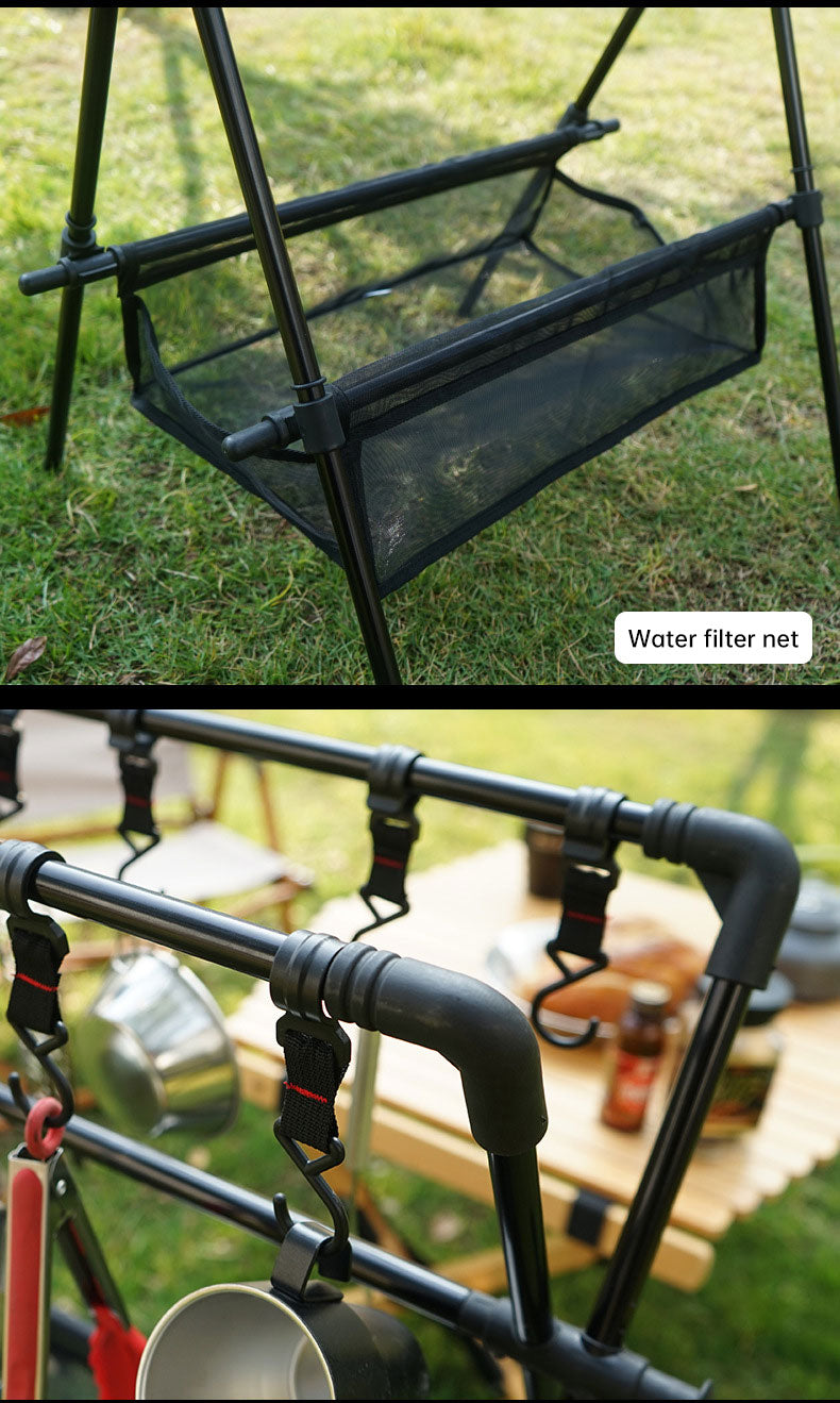 Outdoor camping folding shelf camping car drying rack drying net drying rack storage rack - TrendTrove