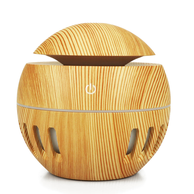 Wood grain humidifier with colorful night light