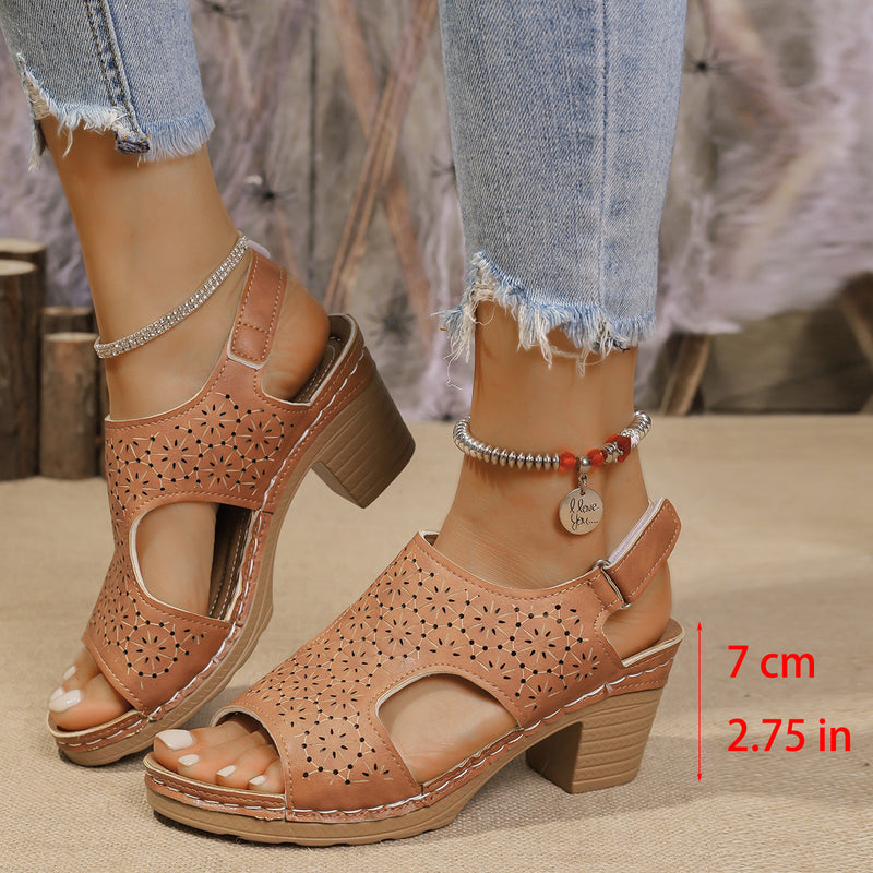 Women's High-heeled Sandals Plus Size Thick-soled Peep Toe Sandals