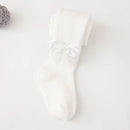 Spring And Autumn New Children's Pantyhose Bow Cotton White Baby Socks Medium Thick Foreign Girl Leggings - Suni