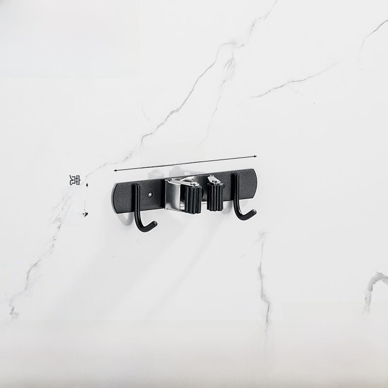 Stainless Steel Wall-Mounted Mop Rack with Hooks and Clips