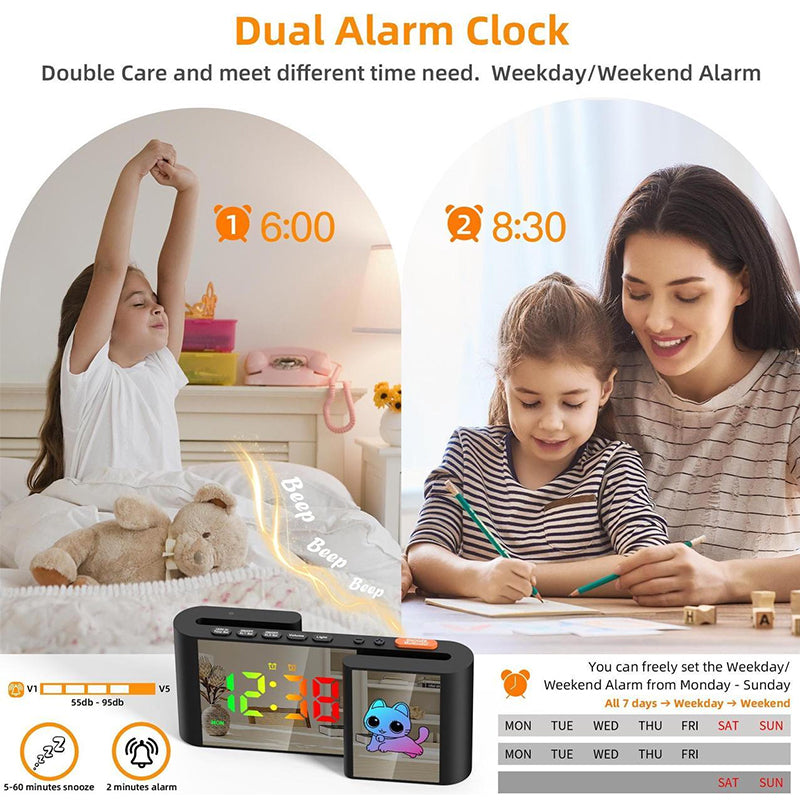 Creative S-shaped Dual-Screen RGB Colorful Alarm Clock, Adorable Cartoon Night Light Electronic Clock - TrendTrove