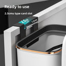 Wall-mounted trash can in the bathroom