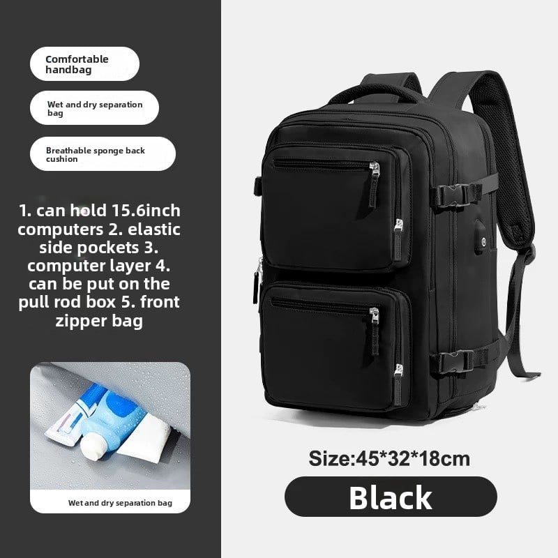 Simple backpacks for men and women, large-capacity business computer bags, multi-functional travel luggage and schoolbags