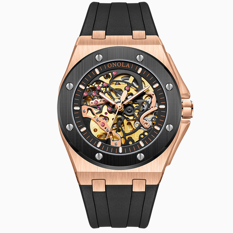Automatic Mechanical Watch with Silicone Strap