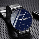Men's Waterproof Quartz Watch with Double Calendar and Luminous Feature