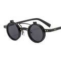 New Round Frame Punk Double-layer Flip Sunglasses