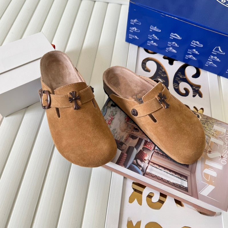 Super leather Bohken half-slip-on head-covering slip-on shoes