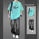 Letter-print short-sleeved T-shirts