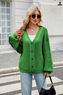 Loose V-Neck Cable Knit Sweater Cardigan
