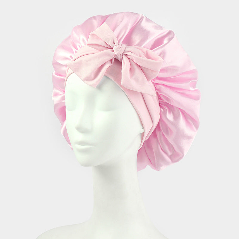 Wide-edge elastic band sleep cap