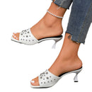 Slippers Plus Size Rivet Open Toe Stilettos