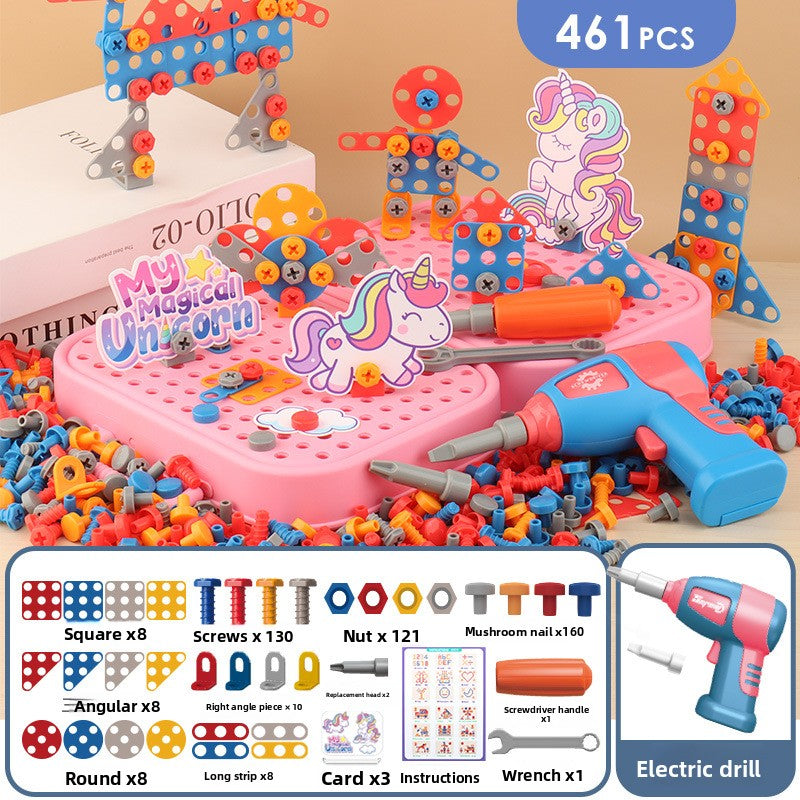 Children's Toy Electric Drill DIY Repair Screw Tool Box