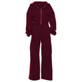 Women's Hooded Zipper Coat and Pants Suit
