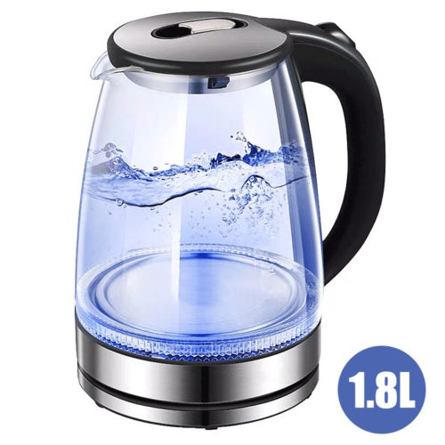 1.8L ELECTRIC KETTLE GLASS 360 BLUE LED ILLUMINATED JUG AUTO SHUT OFF PROTECTION