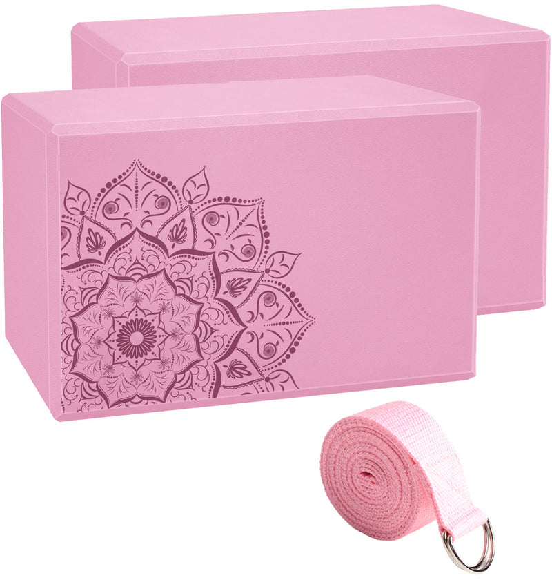 EVA Yoga Brick Set with Stretch Belt for Adults and Kids