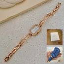 Square Diamond-encrusted Women's Bracelet Watch