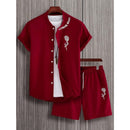 Men's Short-Sleeved Shirt and Beach Pants Set