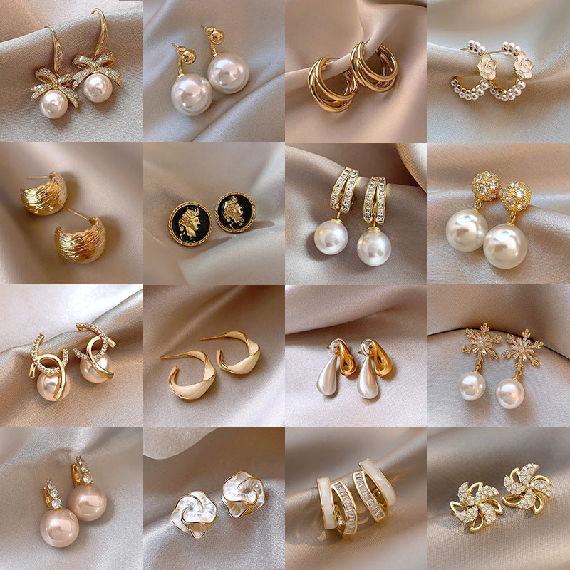 S925 Silver Pearl Earrings Elegant Light Luxury Fashion Jewelry