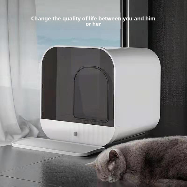 Fully enclosed cat litter box