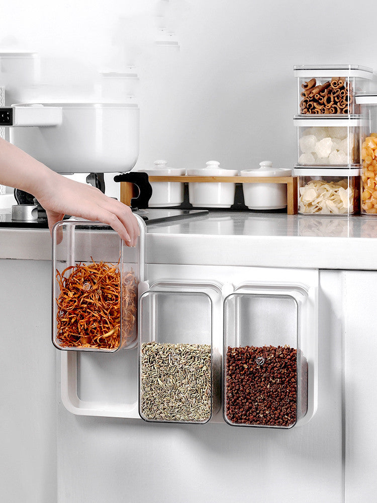 Wall-hung rice bucket with whole grains