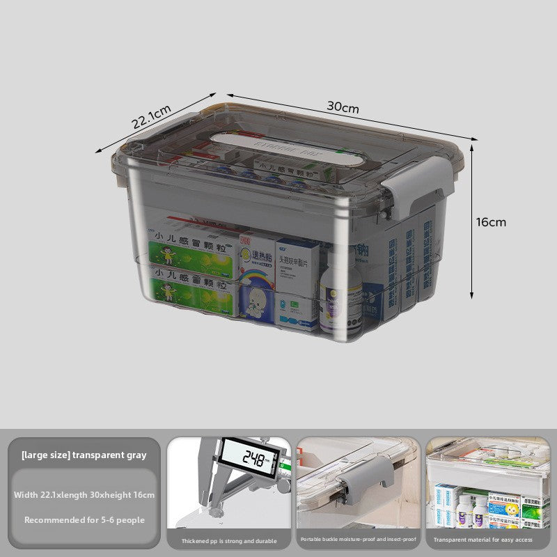 Portable Multi-Layer Transparent Medicine Storage Box