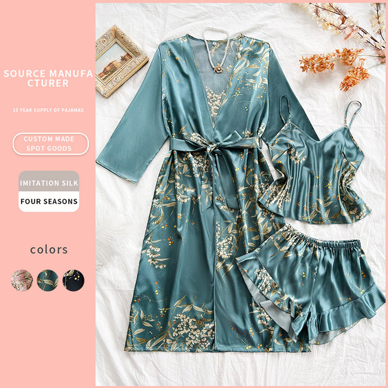 Satin Nightgown Light Printed