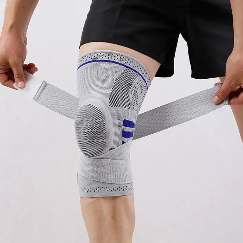 Professional Knee Brace Detachable Elastic Belt Silica Gel Knee Pad Support Workout Running Basketball Compression Leg Sleeve - TrendTrove