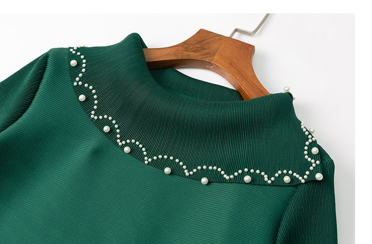 Pleated Temperament Black Dress Spring Dress