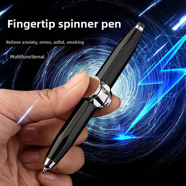 Multi-functional fingertip stress-relieving spherical gyroscope pen with light