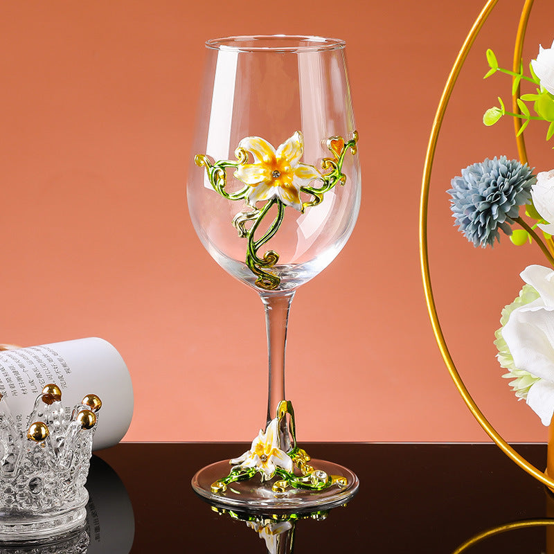 Enamel-colored red wine cup set