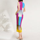 Vestido plisado de colores a juego de mediados de la antigüedad para mujer