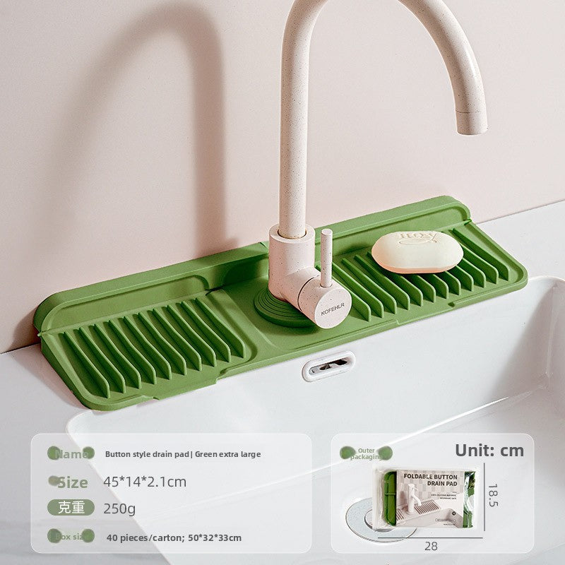Upgraded Button Silicone Faucet Drain Mat Kitchen Sink Storage Mat Lavatory Mat