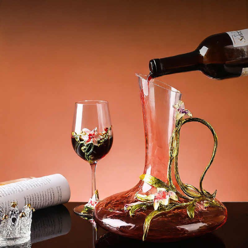 Enamel-colored red wine cup set