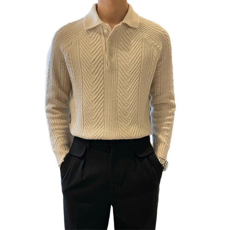 Men's light mature style long-sleeved knitted sweater