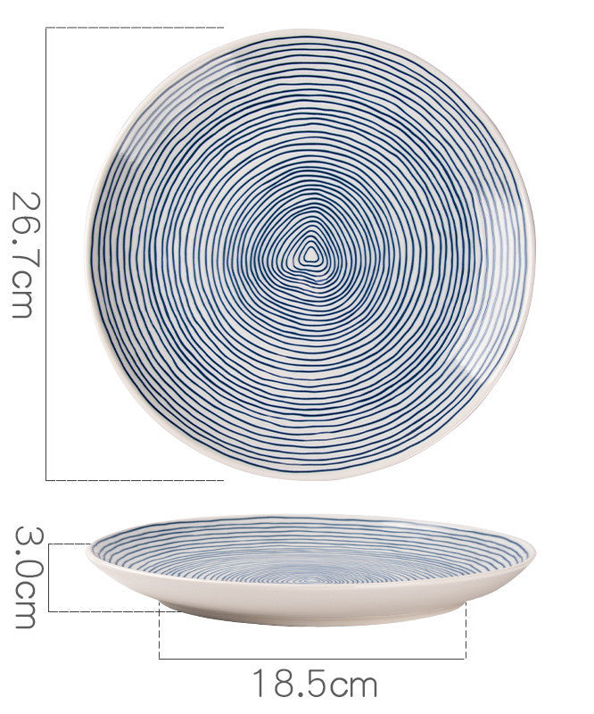 Creative Annual Ring Line Ceramic Dinner Plate Set