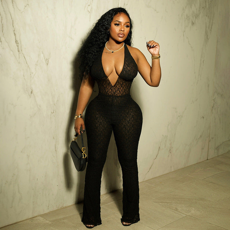 Women's Halterneck Lace Jumpsuit