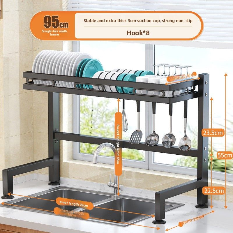 Kitchen Sink Dish Drying Rack with Adjustable Layers