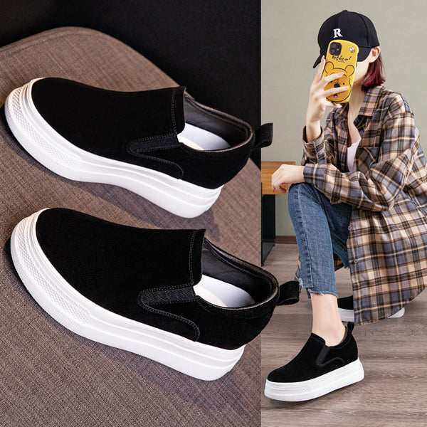 Genuine Leather Women's Loafers with Thick Sole