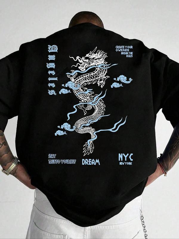 Printed men's casual fashion brand letter jersey T-shirt