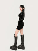 Knitted dress in dark style