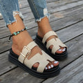 all-match thick bottom buckle solid color sandals