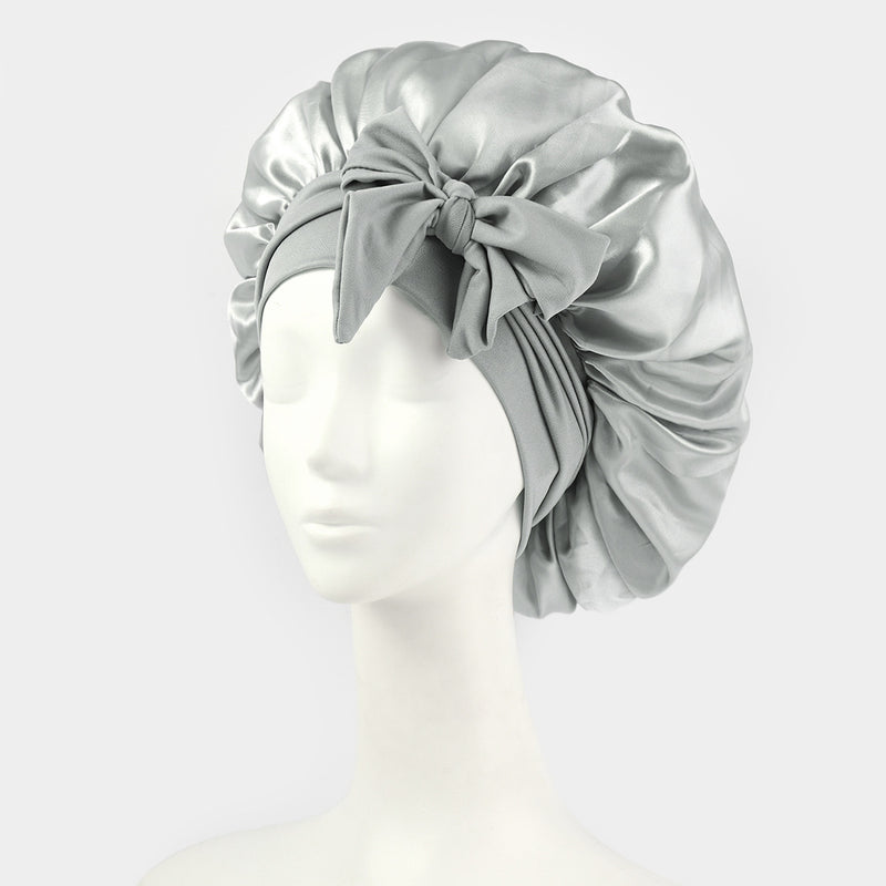 Wide-edge elastic band sleep cap