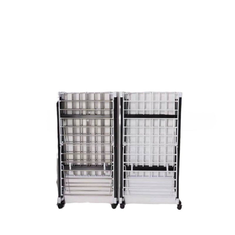 Folding Wheeled Double-Layer Iron Clothes Drying Rack
