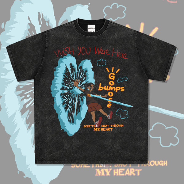Retro Travis Scott Hip Hop Cartoon Printed Cotton T-Shirt